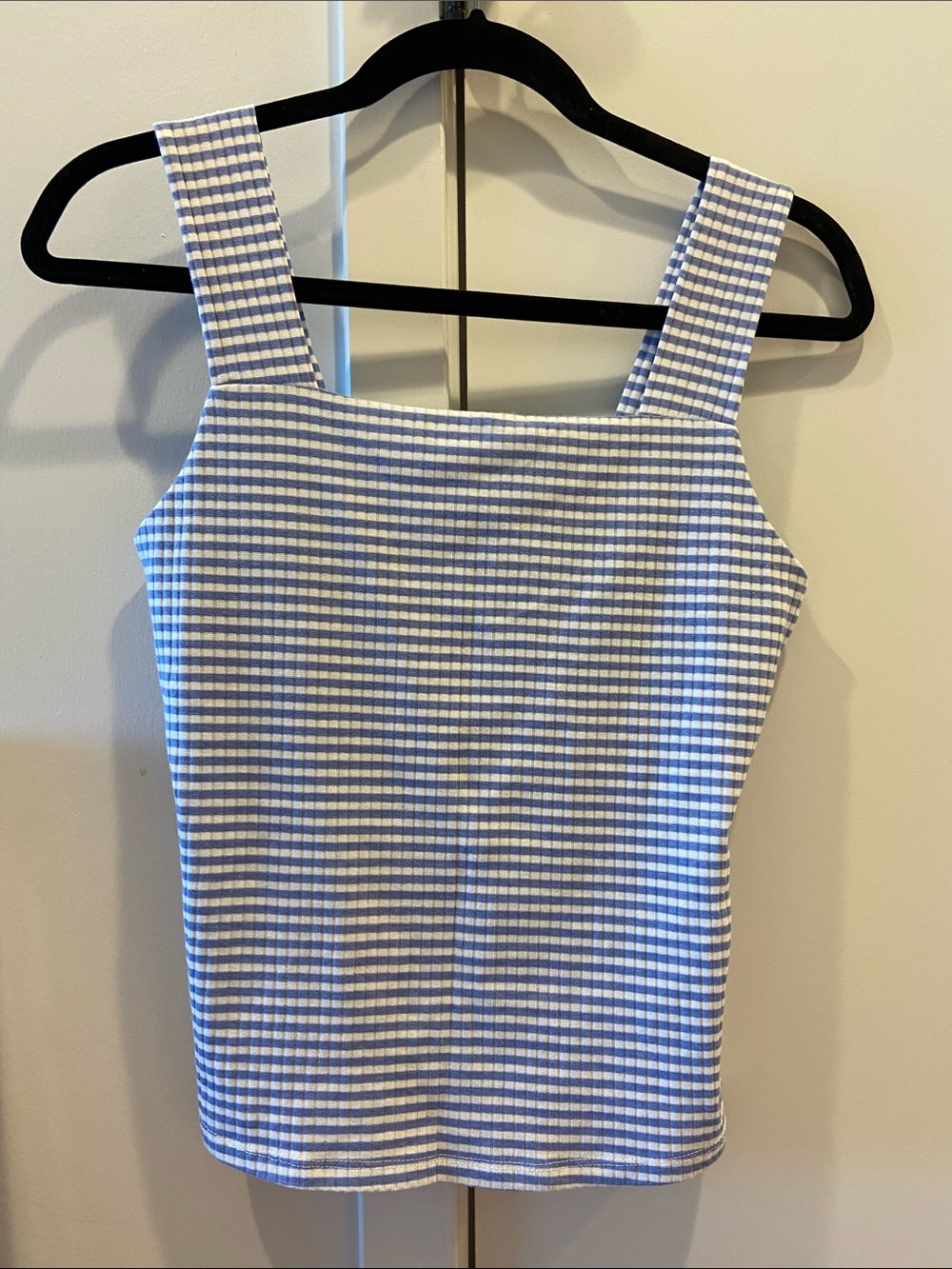 Blue and White Stripe Square Neck Tank Top size medium
